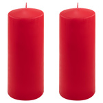 ŚWIECE STOŁOWE CZERWONE 2 SZT 25x10CM ŚWIECZKI WALCOWE TRADYCYJNE KOLUMNOWE