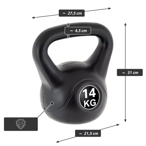 KETTLEBELL MAXXIVA 14 KG CZARNY OBCIĄŻENIE HANTLA KOMPOZYTOWA KULA