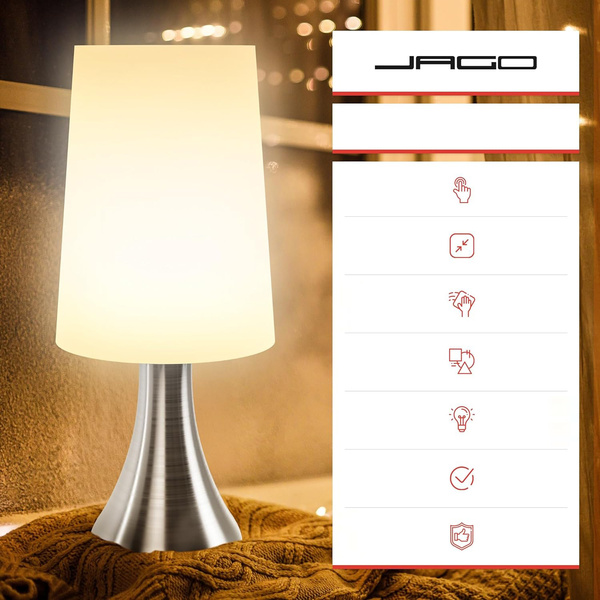 ZESTAW 2x LAMPKA NOCNA STOŁOWA LAMPA STOJĄCA ZE ŚCIEMNIACZ DOTYKOWA