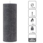 ŚWIECE STOŁOWE ANTRACYTOWE RUSTYKALNE 4 SZT 7,5x20 CM ŚWIECZKI KOLUMNOWE