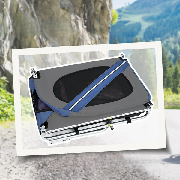 PRZYCZEPKA ROWEROWA DO ROWERU WÓZEK DLA PSA DO 20KG SKŁADANA NIEBIESKA