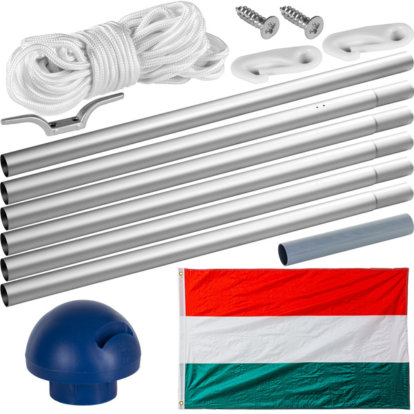 MASZT FLAGOWY 6,5M MASZT DO FLAGI + FLAGA WĘGIER