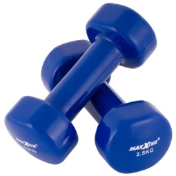 ZESTAW HANTLE WINYLOWE 2x 2,5 KG MAXXIVA NIEBIESKIE CIĘŻARKI FITNESS