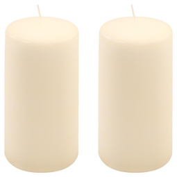 ŚWIECE STOŁOWE KREMOWE 2 SZT 15,5x7,5 CM ŚWIECZKI TRADYCYJNE KOLUMNOWE