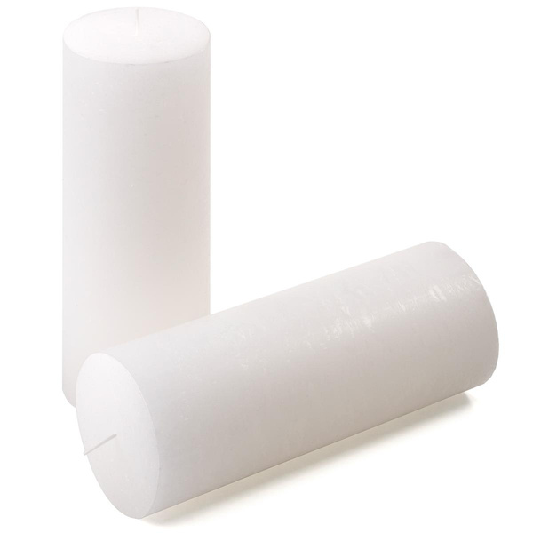 ŚWIECE STOŁOWE BIAŁE RUSTYKALNE 2 SZT 7,5x20 CM ŚWIECZKI WALCOWE KOLUMNOWE