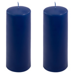 ŚWIECE STOŁOWE GRANATOWE 2 SZT 20x7,5CM ŚWIECZKI TRADYCYJNE KOLUMNOWE