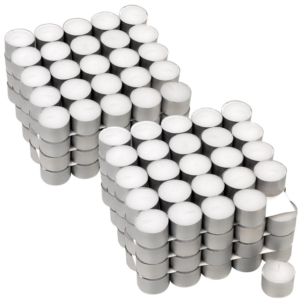 200 ŚWIECZEK TEALIGHT PODGRZEWACZE W ALUMINIUM CZAS PALENIA 8H BEZZAPACHOWE