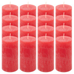 ŚWIECE STOŁOWE CZERWONE RUSTYKALNE 16SZT 5x10 CM ŚWIECZKI WALCOWE KOLUMNOWE