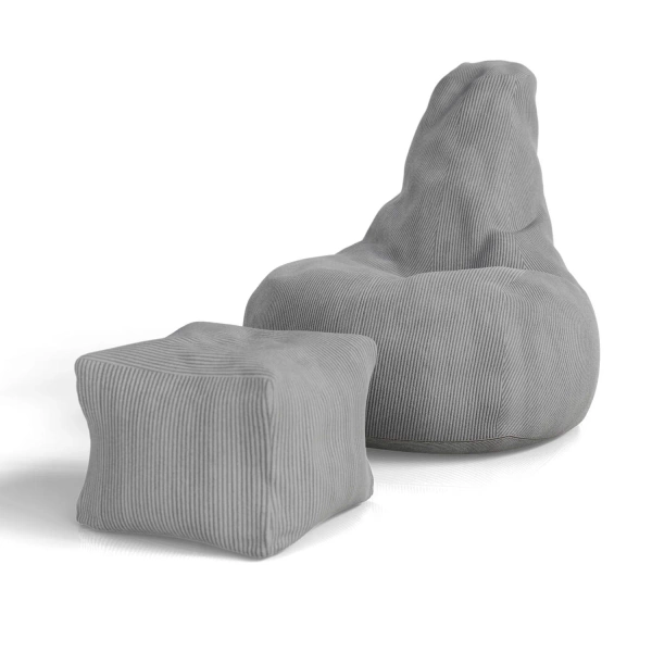 FOTEL RELAKSACYJNY TELEWIZYJNY WYPOCZYNKOWY GAMINGOWY Z PUFĄ JASNY SZARY XL