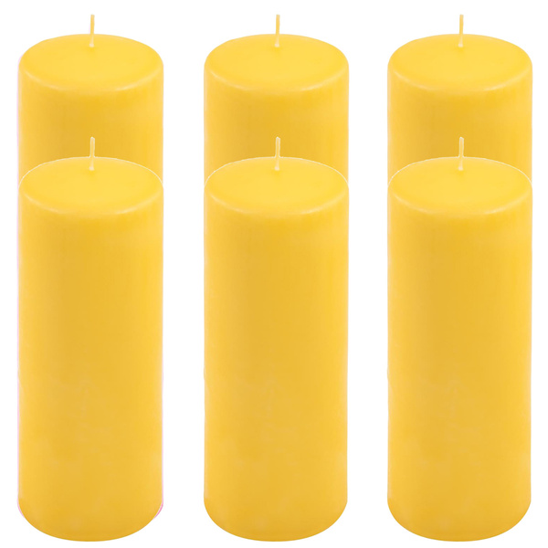 ŚWIECE STOŁOWE ŻÓTŁE 6 SZT 25x10 CM ŚWIECZKI WALCOWE TRADYCYJNE KOLUMNOWE