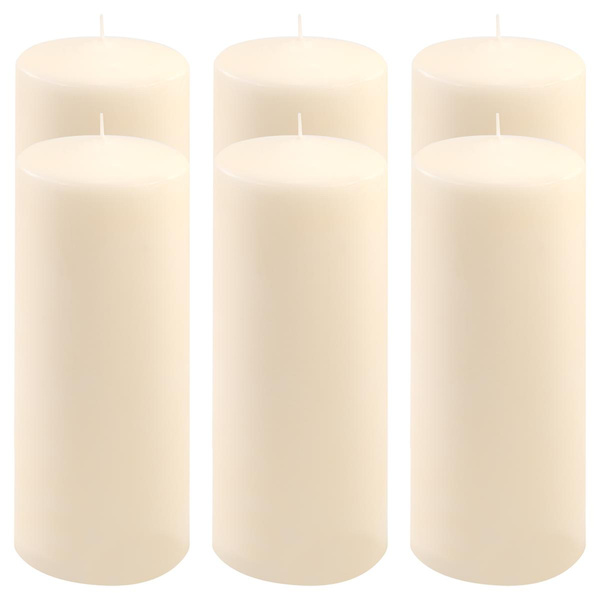 ŚWIECE STOŁOWE KREMOWE 6 SZT 25x10 CM ŚWIECZKI WALCOWE TRADYCYJNE KOLUMNOWE