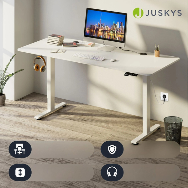 BIURKO ELEKTRYCZNE 140x60 REGULOWANE BIAŁE Z REGULACJĄ WYSOKOŚCI I PAMIĘCIĄ