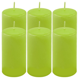 ŚWIECE STOŁOWE ZIELONE 6SZT 11,5x6CM ŚWIECZKI WALCOWE TRADYCYJNE KOLUMNOWE