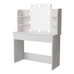 TOALETKA KOSMETYCZNA BELLA Z LUSTREM I LED USB SZAFKĄ SZUFLADĄ DO MAKIJAŻU