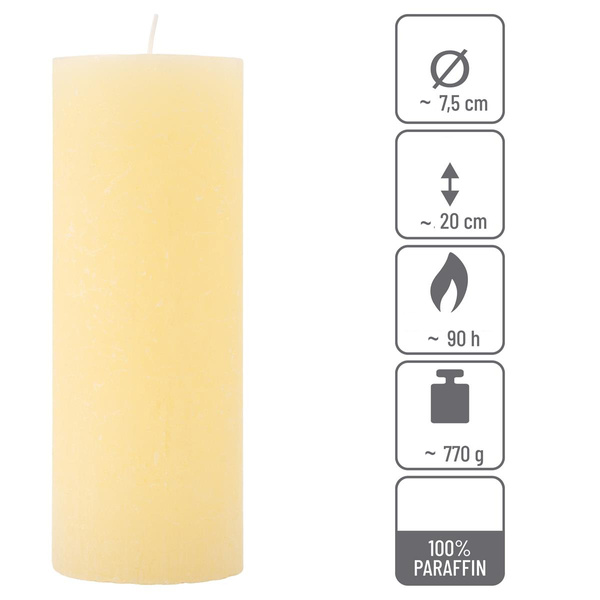 ŚWIECE STOŁOWE KREMOWE RUSTYKALNE 4 SZT 7,5x20 CM ŚWIECZKI KOLUMNOWE