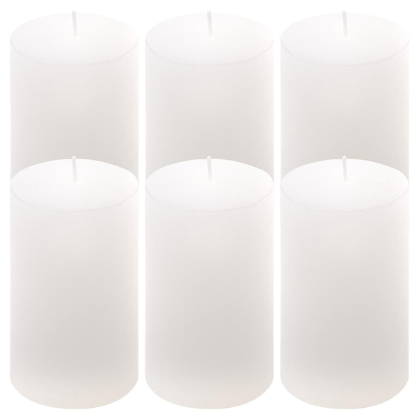 ŚWIECE STOŁOWE BIAŁE RUSTYKALNE 6SZT 6,8x11,5CM ŚWIECZKI WALCOWE KOLUMNOWE