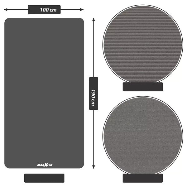 MAXXIVA SZARA MATA PIANKOWA 190x100x1,5cm DO ĆWICZEŃ / GIMNASTYKI / FITNESS