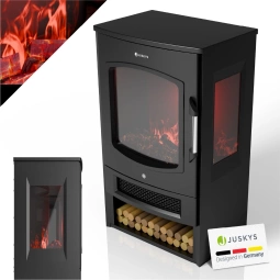 KOMINEK ELEKTRYCZNY 1800W CZARNY ELEKTROKOMINEK Z EFEKTEM PŁOMIENIA + PILOT