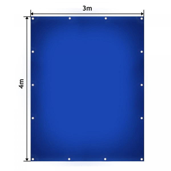 NIEBIESKA PLANDEKA 4x3 M 650G/M2 PRZEMYSŁOWA OCHRONNA Z OCZKAMI OKRYCIOWA
