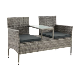 DWUOSOBOWA ŁAWKA OGRODOWA STÓŁ 2 FOTELE SZARY TECHNORATTAN NA BALKON