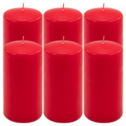 ŚWIECE STOŁOWE CZERWONE 6 SZT 15,5x7,5 CM ŚWIECZKI TRADYCYJNE KOLUMNOWE