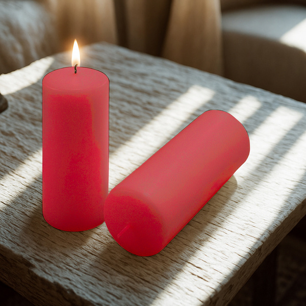 ŚWIECE STOŁOWE CZERWONE 4 SZT 25x10 CM ŚWIECZKI WALCOWE TRADYCYJNE KOLUMNOWE