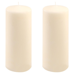 ŚWIECE STOŁOWE KREMOWE 2 SZT 25x10CM ŚWIECZKI WALCOWE TRADYCYJNE KOLUMNOWE