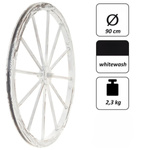 DREWNIANE KOŁO DEKORACYJNE WHITEWASH 90 CM VINTAGE DEKORACJA WESTERN
