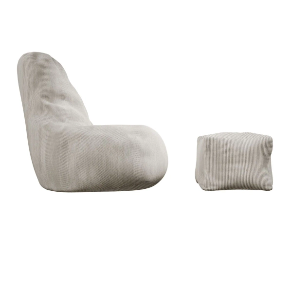 FOTEL RELAKSACYJNY TELEWIZYJNY WYPOCZYNKOWY GAMINGOWY Z PUFĄ BEŻOWY XL