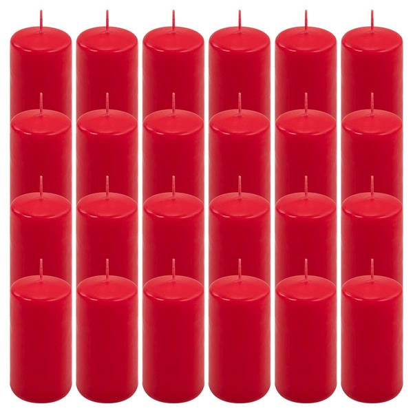ŚWIECE STOŁOWE CZERWONE 24SZT 10x5CM DEKOR ŚWIECZKI WALCOWE TRADYCYJNE