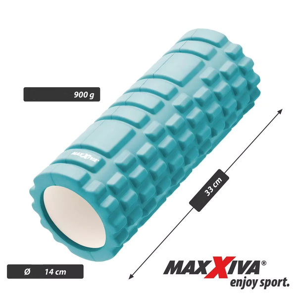 MAXXIVA TURKUSOWY WAŁEK ROLKA DO MASAŻU 33x14 CM ROLLER FITNESS