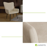 FOTEL USZAK RELAKSACYJNY WYPOCZYNKOWY SKANDYNAWSKI STYL BEŻOWY SZTRUKS