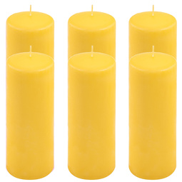 ŚWIECE STOŁOWE ŻÓŁTE 6 SZT 20x7,5 CM ŚWIECZKI WALCOWE TRADYCYJNE KOLUMNOWE