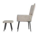 FOTEL USZAK Z PODNÓŻKIEM WYPOCZYNKOWY SKANDYNAWSKI STYL BEŻOWY SZTRUKS