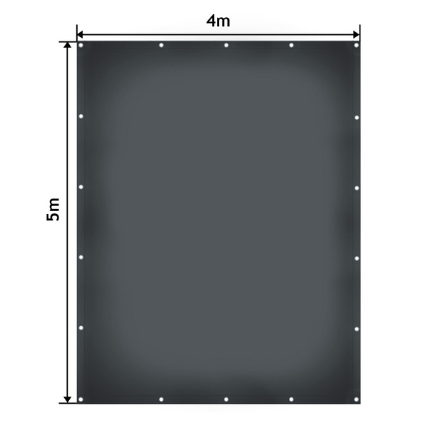 ANTRACYTOWA PLANDEKA 4x5 M 650G/M2 PRZEMYSŁOWA OCHRONNA Z OCZKAMI OKRYCIOWA