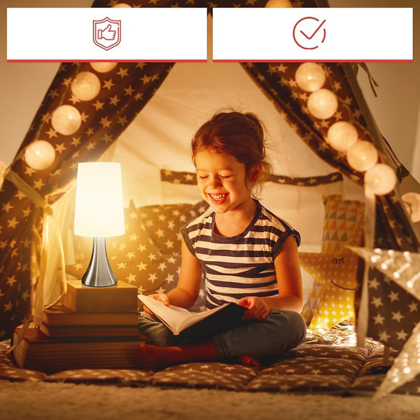 ZESTAW 2x LAMPKA NOCNA STOŁOWA LAMPA STOJĄCA ZE ŚCIEMNIACZ DOTYKOWA