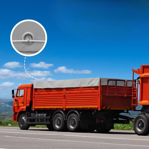 SZARA PLANDEKA 4x7 M 650G/M2 PRZEMYSŁOWA OCHRONNA Z OCZKAMI OKRYCIOWA