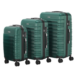 ZESTAW 3 WALIZEK Z TWARDĄ SKORUPĄ NA KÓŁKACH WALIZKA PODRÓŻNA CIEMNOZIELONY