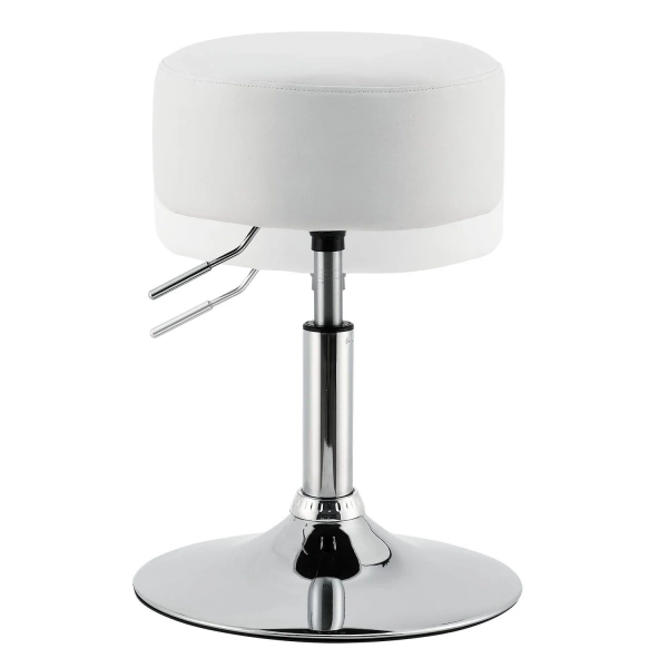 HOKER PUFA TABORET TONIA DO TOALETKI KOSMETYCZNEJ PODUSZKA Z EKOSKÓRY BIAŁY