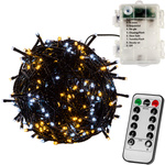DWUKOLOROWE LAMPKI CHOINKOWE 100 LED NA BATERIE + PILOT