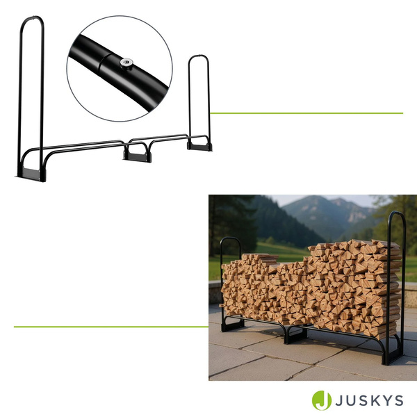 STOAJK REGAŁ NA DREWNO KOMINKOWE L DO PRZECHOWYWANIA NA TARAS + POKROWIEC