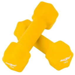 ZESTAW HANTLE NEOPRENOWE 2x 1,0 KG MAXXIVA ŻÓŁTE CIĘŻARKI FITNESS HANTELKI