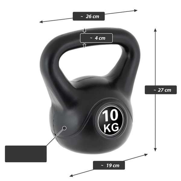 KETTLEBELL MAXXIVA 10 KG CZARNY OBCIĄŻENIE HANTLA KOMPOZYTOWA KULA