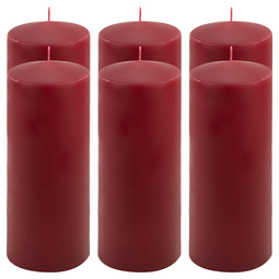 ŚWIECE STOŁOWE BORDOWE 6 SZT 25x10 CM ŚWIECZKI WALCOWE TRADYCYJNE KOLUMNOWE
