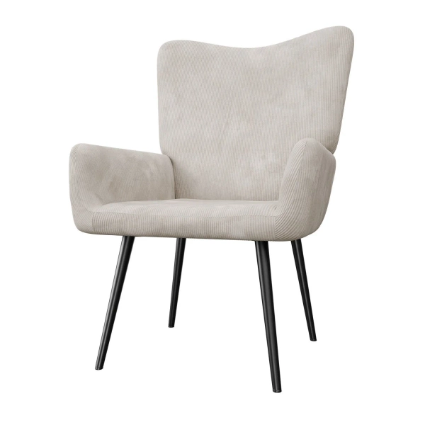 FOTEL USZAK RELAKSACYJNY WYPOCZYNKOWY SKANDYNAWSKI STYL BEŻOWY SZTRUKS