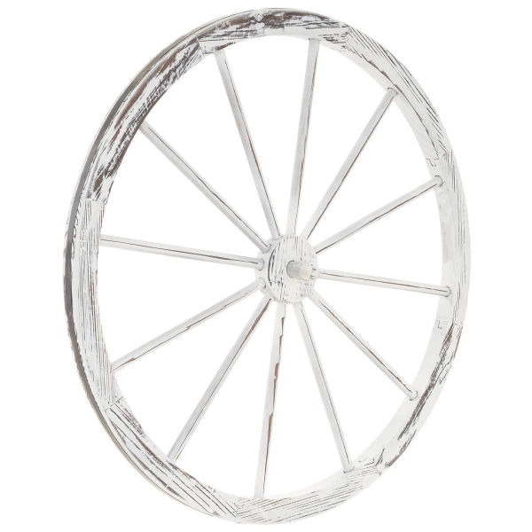 DREWNIANE KOŁO DEKORACYJNE WHITEWASH 90 CM VINTAGE DEKORACJA WESTERN