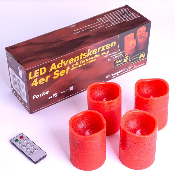 4x ŚWIECE LED Z PRAWDZIWEGO WOSKU ŚWIECZKI BEZ PŁOMIENIA NA BATERIE +PILOT