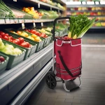 WÓZEK 3w1 NA ZAKUPY ZAKUPOWY 56 L TORBA NA KÓŁKACH SKŁADANY LEKKI CZERWONY