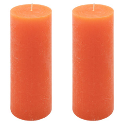 ŚWIECE STOŁOWE POMARAŃCZOWE RUSTYKALNE 2 SZT 7,5x20 CM ŚWIECZKI KOLUMNOWE