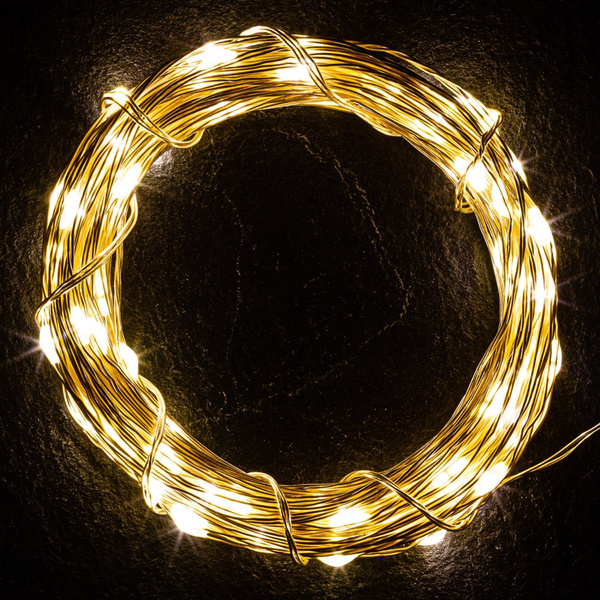 ZESTAW 2x 100LED LAMPKI DRUCIKI CHOINKOWE CIEPŁA BIEL NA BATERIE